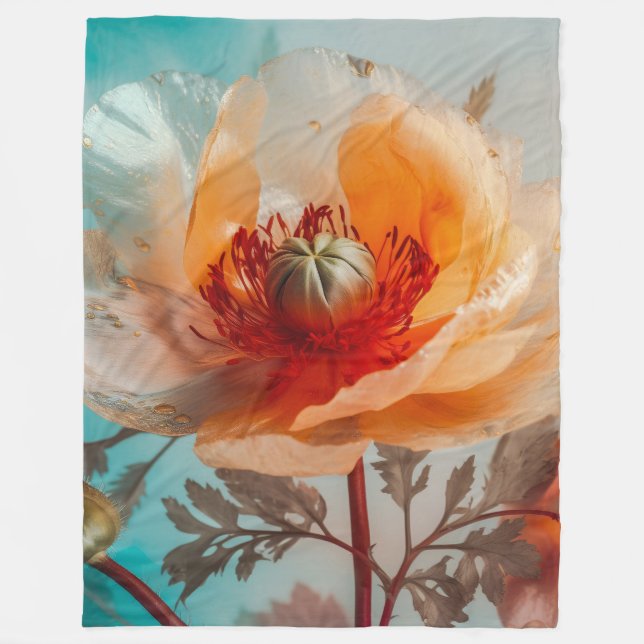 Delicate Orange Flower  Fleece Blanket (Front)