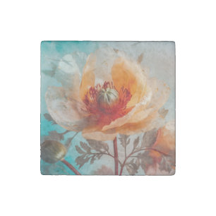 Delicate Orange Flower  Stone Magnet