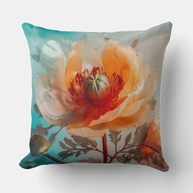Delicate Orange Flower  Throw Pillow (Front)