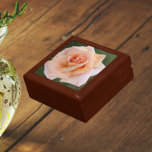 Delicate Orange Rose Bloom Floral Gift Box<br><div class="desc">Store trinkets,  jewelry and other small keepsakes in this wooden gift box with ceramic tile that features the photo image of a delicate,  orange Rose bloom. A lovely,  floral design! Select your gift box size and color.</div>
