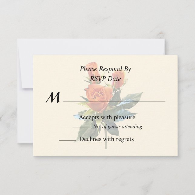 Delicate Orange Rosebuds RSVP Card (Front)