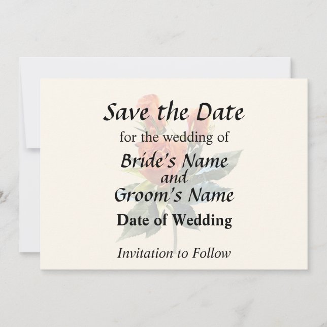 Delicate Orange Rosebuds Save The Date (Front)