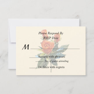 Delicate Orange Rosebuds Wedding Supplies RSVP Card