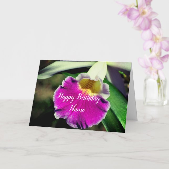 Delicate Orchid Flower Personalized Birthday  Card (Orchid)