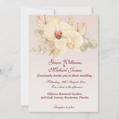 Delicate Orchid Flower Wedding Invitation