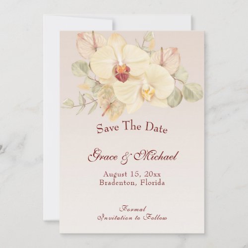 Delicate Orchid Flower Wedding Save The Date