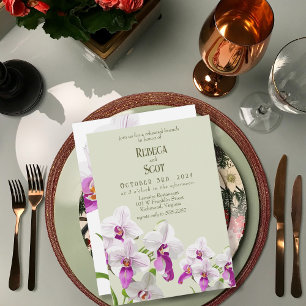 Delicate Orchid Wedding Brunch Rehearsal  Invitation