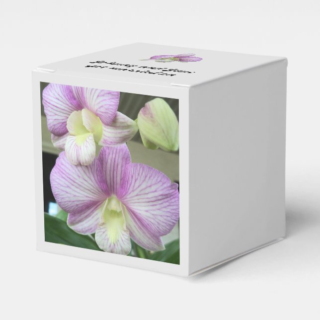 Delicate Orchids on Personalized Favor boxes (Front Side)
