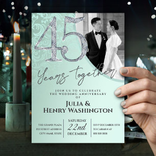 Delicate Ornamental 45th Wedding Anniversary Invitation