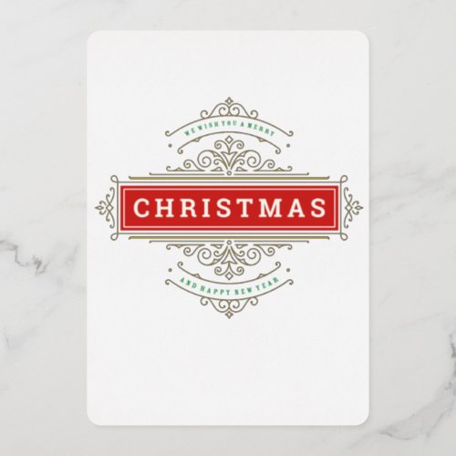 Delicate Ornate Foil Frame Holiday Photo Card