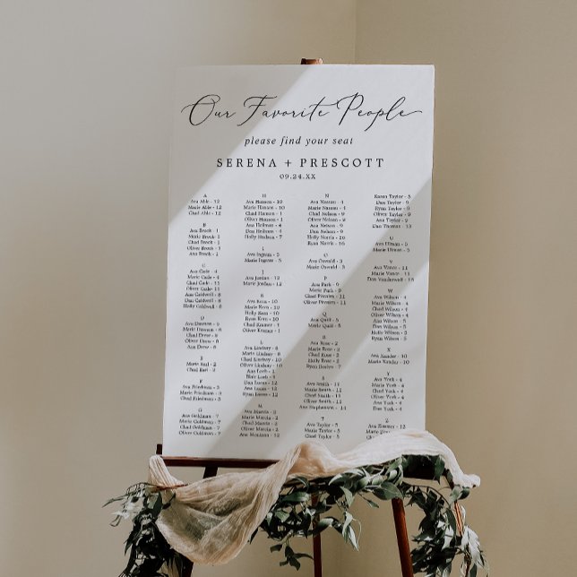 Delicate Our Favorite People Wedding Seating Chart Foam Board (Creator Uploaded)