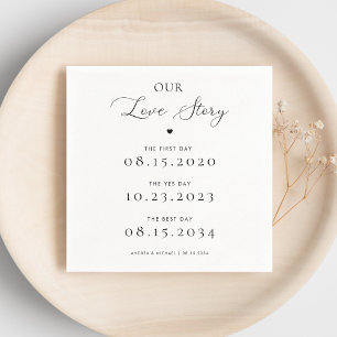 Delicate Our Love Story Wedding Engagement Napkins