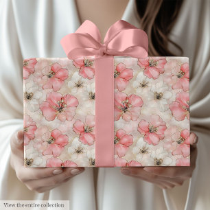 Delicate pale pink and gold 60th birthday wrap wrapping paper