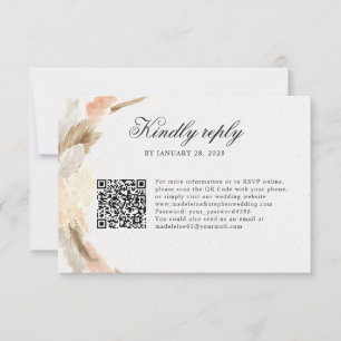 Delicate pampas grass online RSVP QR Code Card