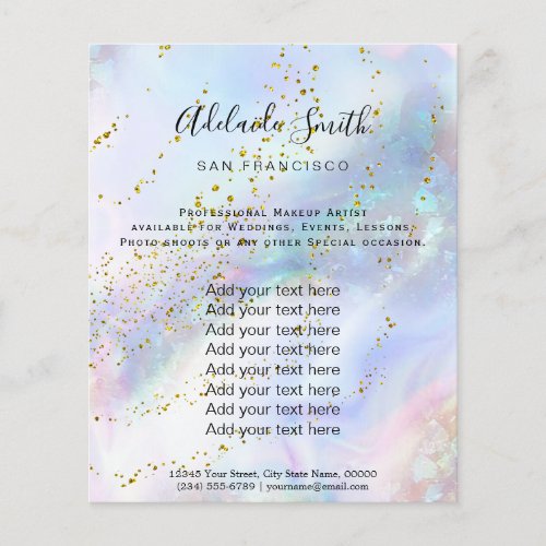 delicate pastel background and faux glitter flyer