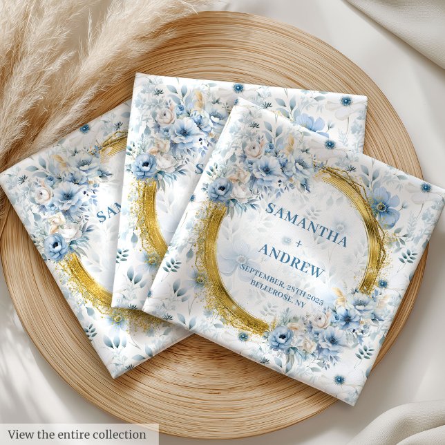Delicate Pastel Blue Gold Sparkle Wedding Napkins (Delicate Pastel Blue Gold Sparkle Wedding Napkins)
