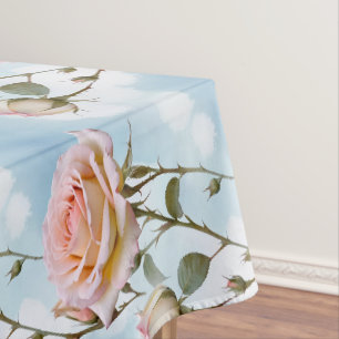 Delicate Pastel Colored Roses On A Gradient Sky Tablecloth