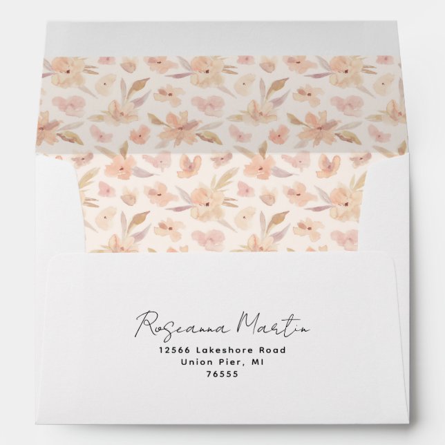 Delicate Pastel Floral | Return Address   Envelope (Back (Bottom))