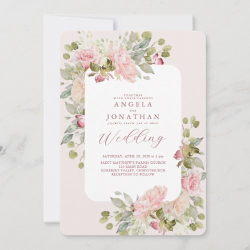 Delicate Pastel Florals Wedding Invitation