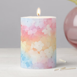 Delicate Pastel Flowers Spring Pillar Candle