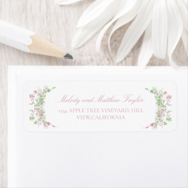 Delicate Pastel French Flora Wedding  Label (Insitu)