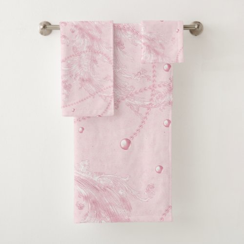 Delicate Pastel Pink Pearl Luxury  Bath Towel Set