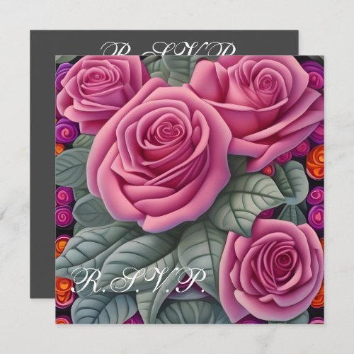 Delicate Pastel Pink Wedding Roses  Invitation