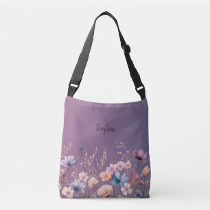 Delicate Pastel Wildflowers Spring Personalize Crossbody Bag