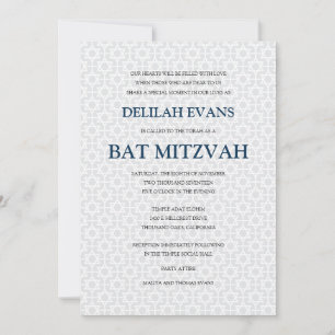 Delicate Patterned Bat Mitzvah Invitation