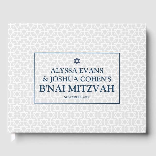 Delicate Patterned B'nai Mitzvah Guest Book (Front)