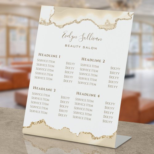 Delicate Peach Agate Beauty Salon Price List Pedestal Sign