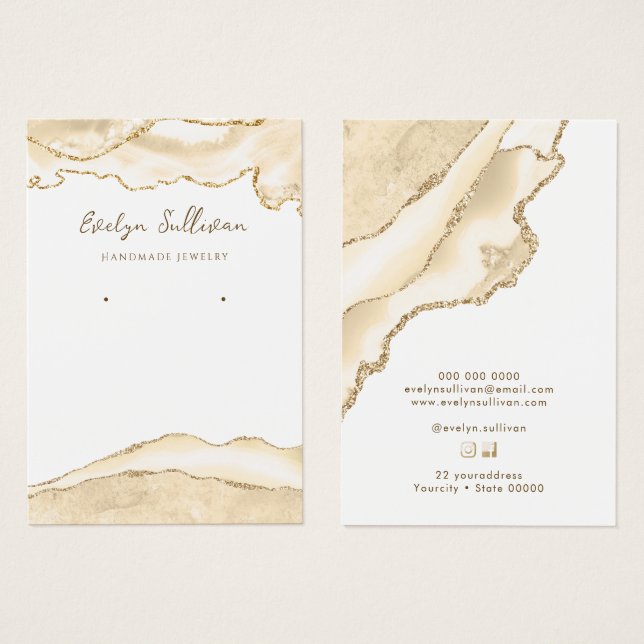 delicate peach agate jewelry display card (Front & Back)