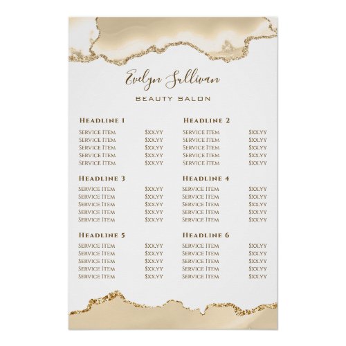Delicate Peach Agate Price List Glossy Poster