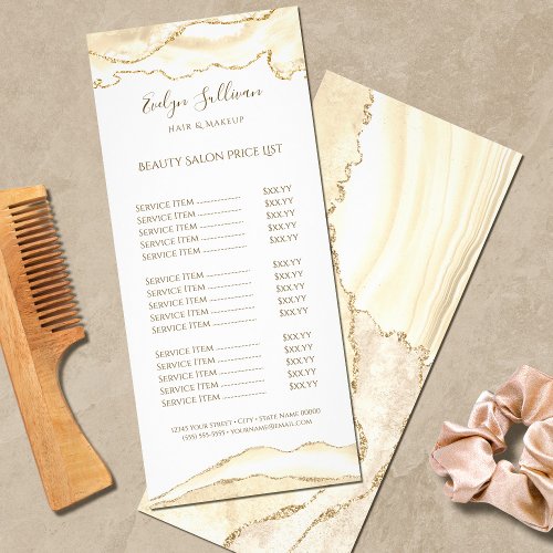 delicate peach agate price list rack card