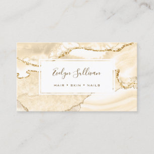 delicate peach and gold agate business card