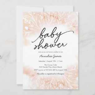 Delicate Peach Floral Baby Shower invitation