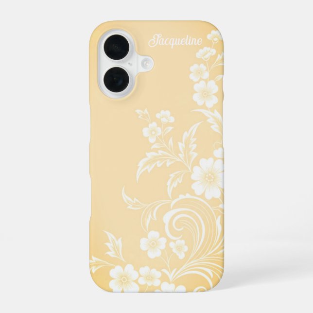 Delicate Peach & White Flowers iPhone Case (Back)