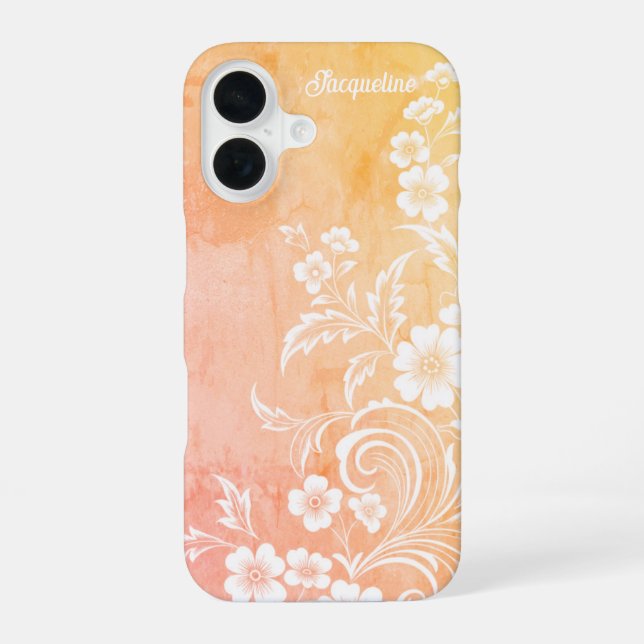 Delicate Peach & White Flowers iPhone Case (Back)