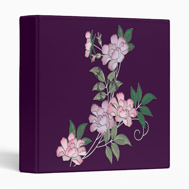 Delicate peonies elegant floral pattern binder (Front/Spine)