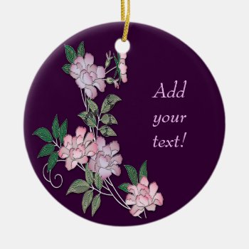 Delicate Peonies Elegant Floral Pattern With Text Ceramic Ornament by YANKAdesigns at Zazzle
