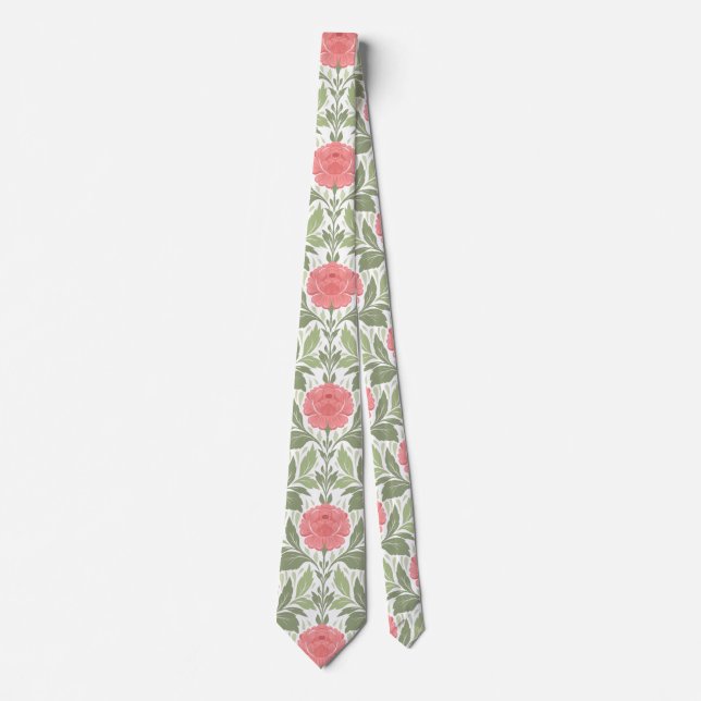 Delicate peonies neck tie (Front)