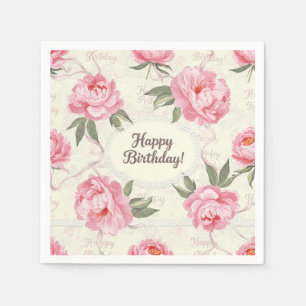 Delicate Peonies Shabby Chic, by Natasha Us Napkins