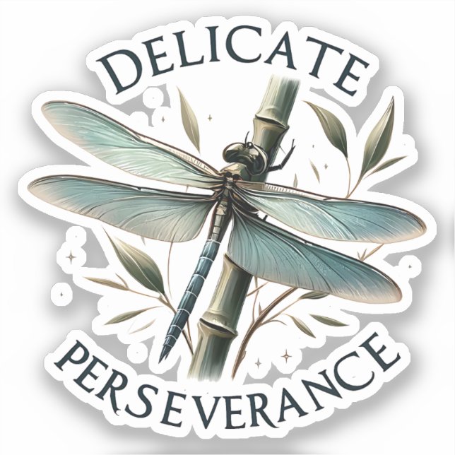 Delicate Perseverance - Artistic Dragonfly Sticker (Front)