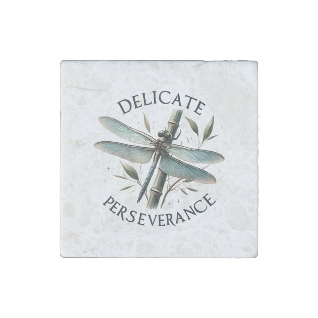 Delicate Perseverance - Artistic Dragonfly Stone Magnet (Front)