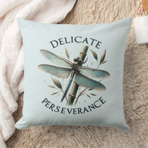 Delicate Perseverance - Artistic Dragonfly Throw Pillow