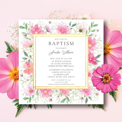 Delicate Petals Baptism Invitation