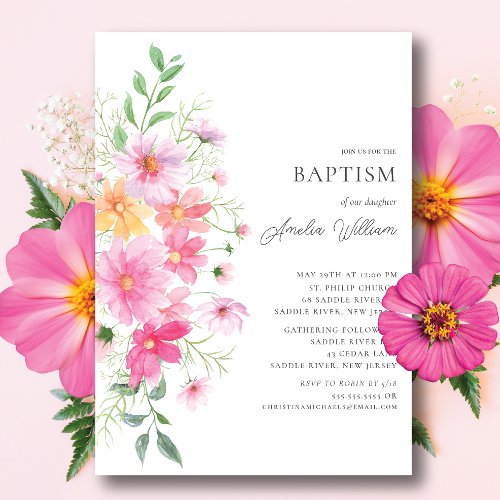 Delicate Petals Baptism Invitation