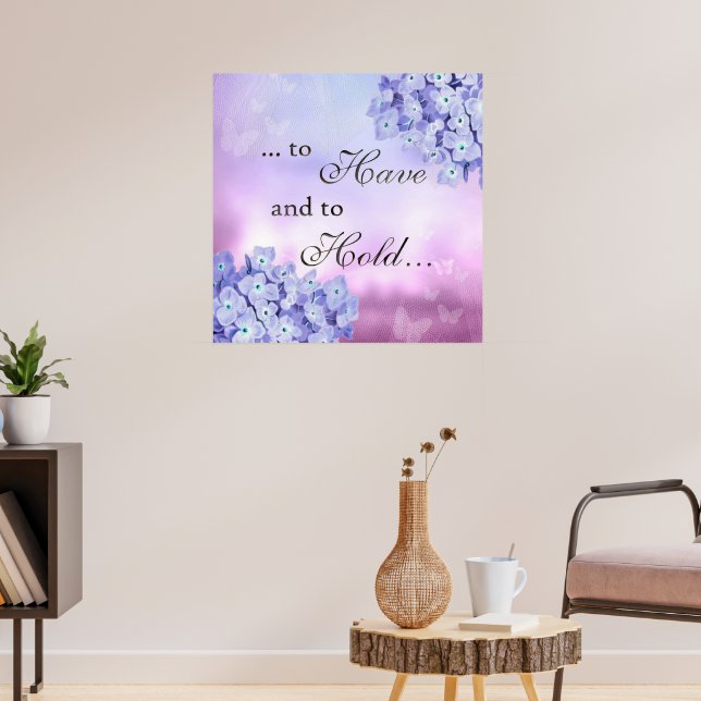 Delicate Petals: Blue Hydrangea Poster (Living Room 3)