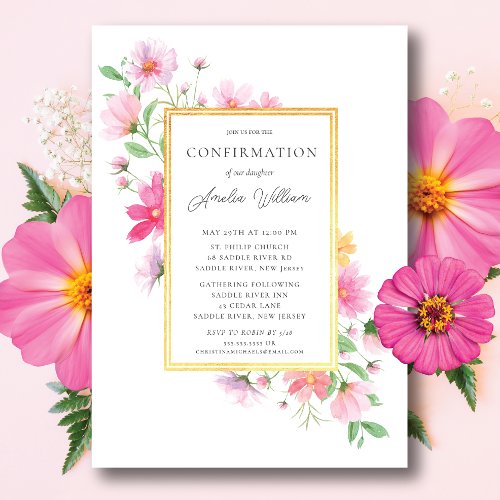 Delicate Petals Confirmation Invitation