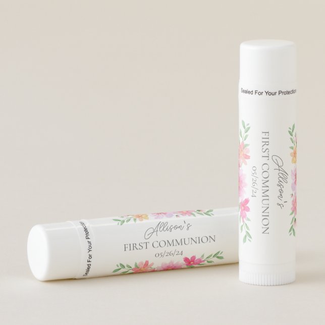 Delicate Petals First Communion Lip Balm (Front)